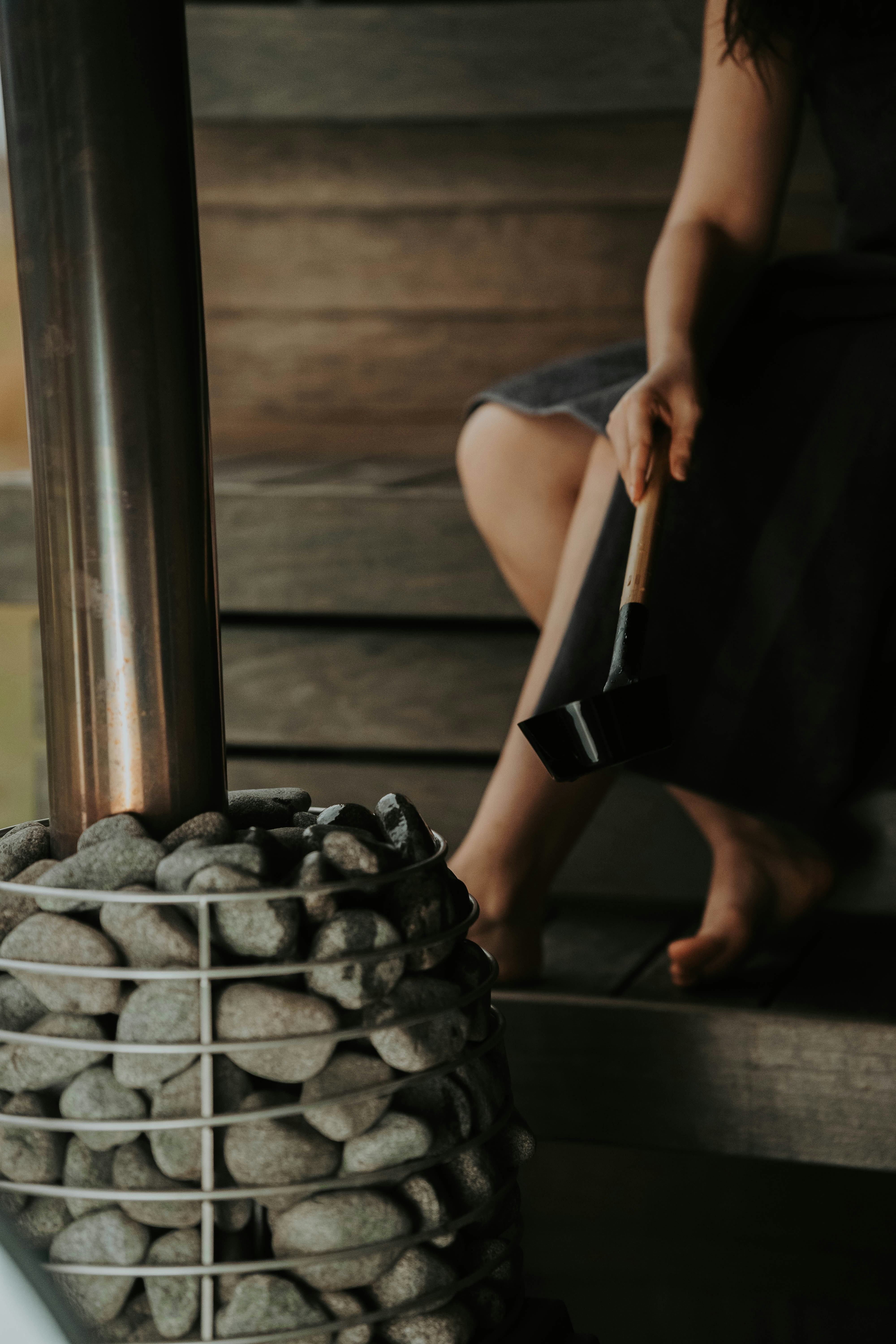 HUUM sauna heater with glowing stones